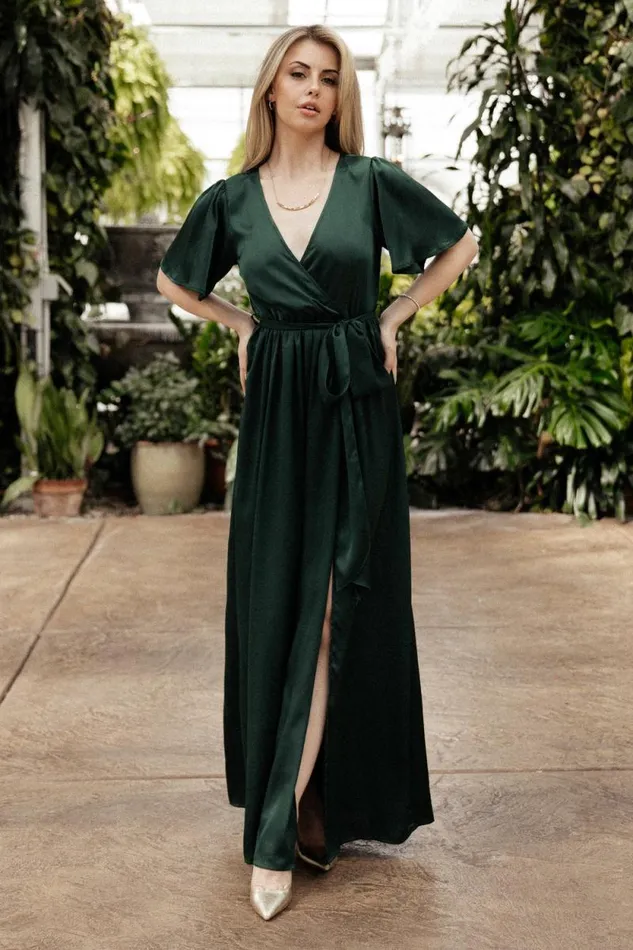 Women Sicily Satin Maxi Dress Emerald Baltic Born The Guest Edit Women Sicily Satin Maxi Dress Emerald Baltic Born The Guest Edit