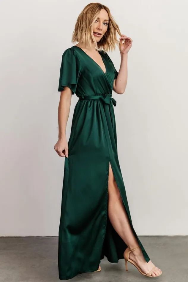 Women Sicily Satin Maxi Dress Emerald Baltic Born The Guest Edit Women Sicily Satin Maxi Dress Emerald Baltic Born The Guest Edit