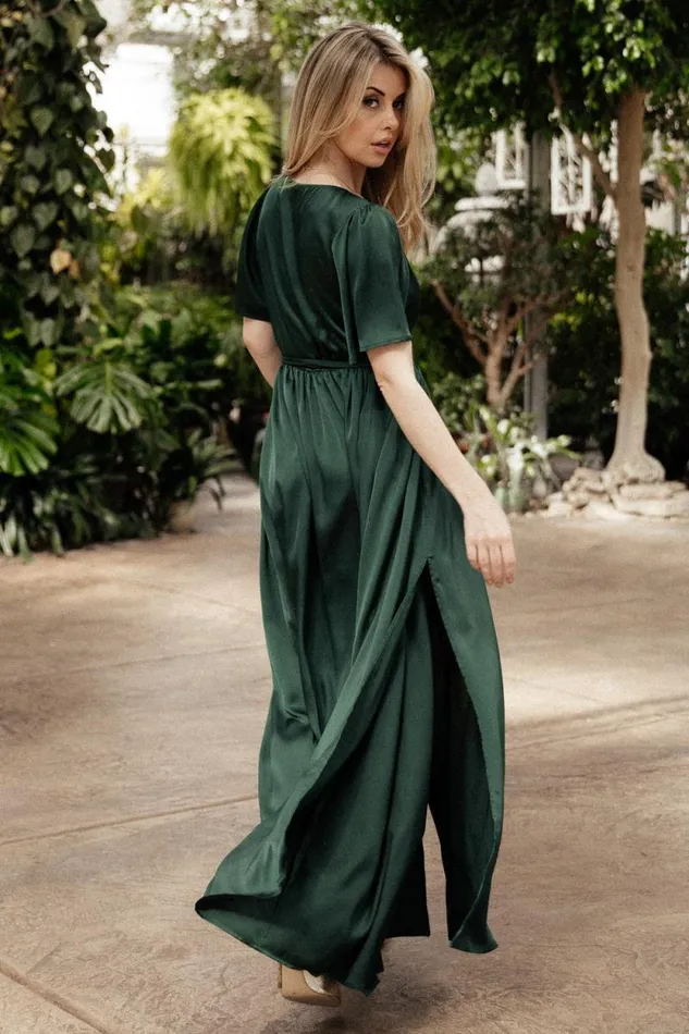 Women Sicily Satin Maxi Dress Emerald Baltic Born The Guest Edit Women Sicily Satin Maxi Dress Emerald Baltic Born The Guest Edit