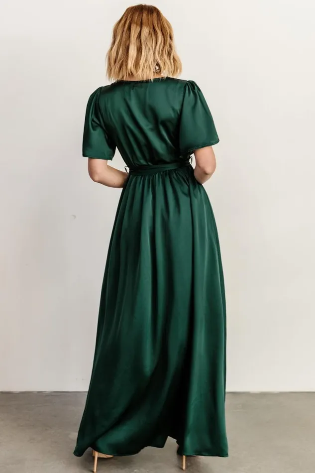Women Sicily Satin Maxi Dress Emerald Baltic Born The Guest Edit Women Sicily Satin Maxi Dress Emerald Baltic Born The Guest Edit