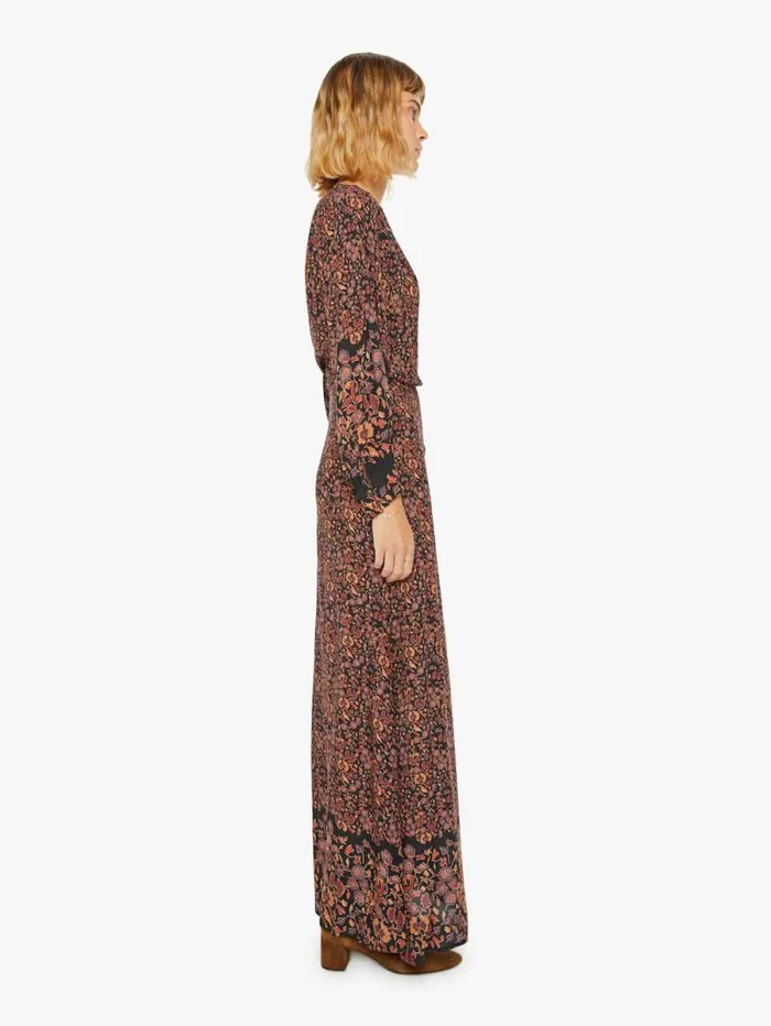 Women Skirts and Dresses Mother Denim Kate Long Sleeve Dress Petite Fleur Print Noire