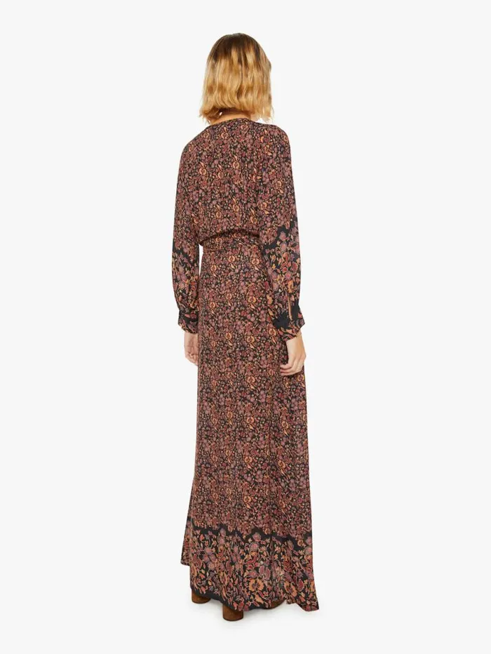 Women Skirts and Dresses Mother Denim Kate Long Sleeve Dress Petite Fleur Print Noire