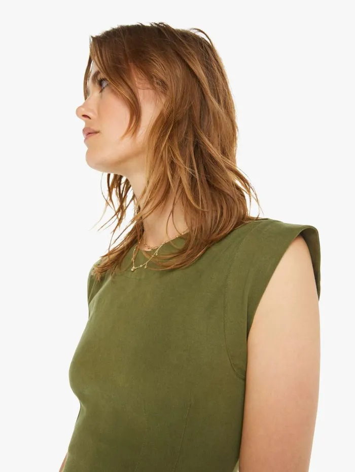 Women Skirts and Dresses Mother Denim Palma Fitted Dress With Back CutOut Olive