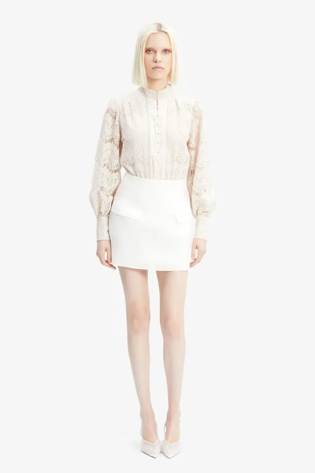 Women Skirts Bardot Delphi Linen Mini Skirt In Orchid White Orchid White