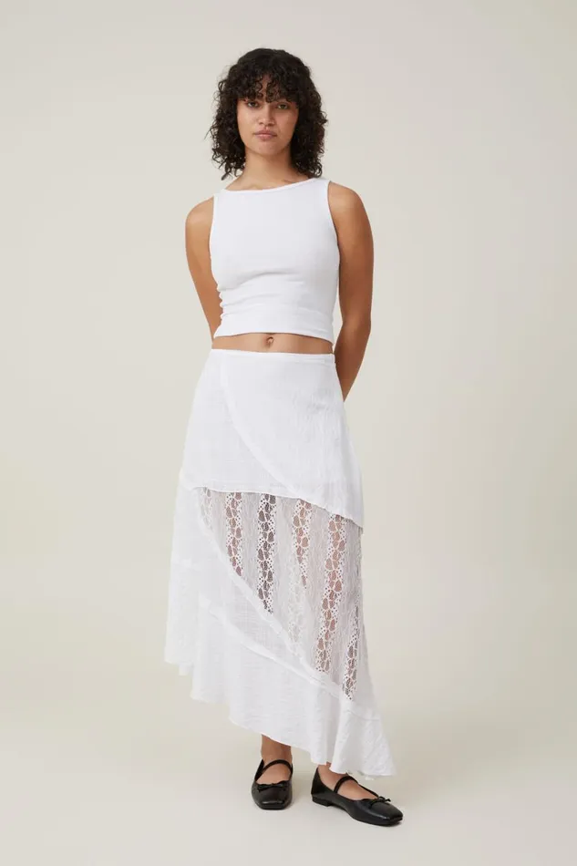 Women Skirts Cotton On Millie Asymmetrical Maxi Skirt White