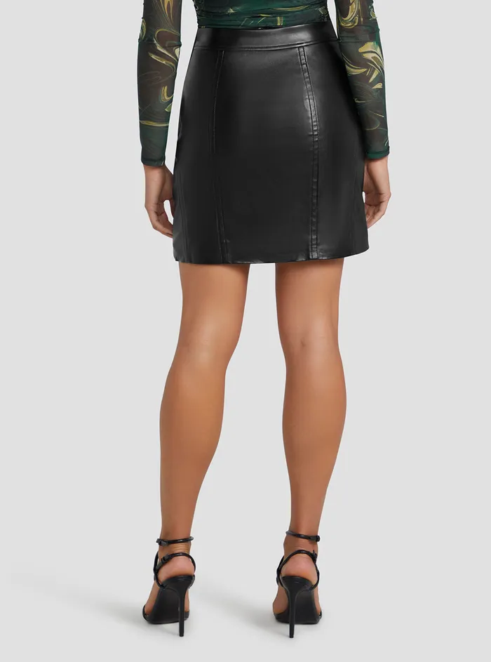 Women Skirts GUESS Black Faux Leather Celia Mini Skirt Women Skirts GUESS Black Faux Leather Celia Mini Skirt