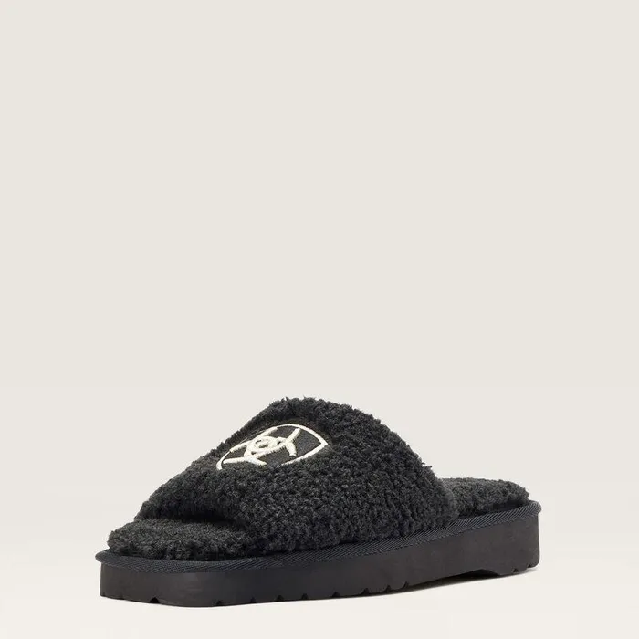 Women Slippers Ariat Cozy Chic Square Toe Slipper Fuzzy Black