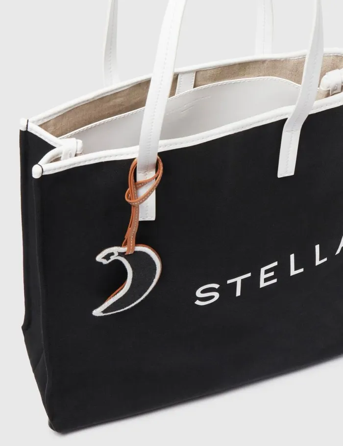 Women SMC Bananatex Large Tote Bag Black And White Stella McCartney Tote Bags