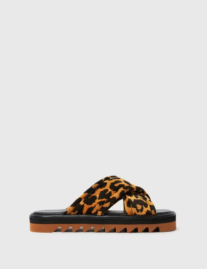 Women SneakElyse Leopard Twisted Sandals Leopard Print Stella McCartney Sandals