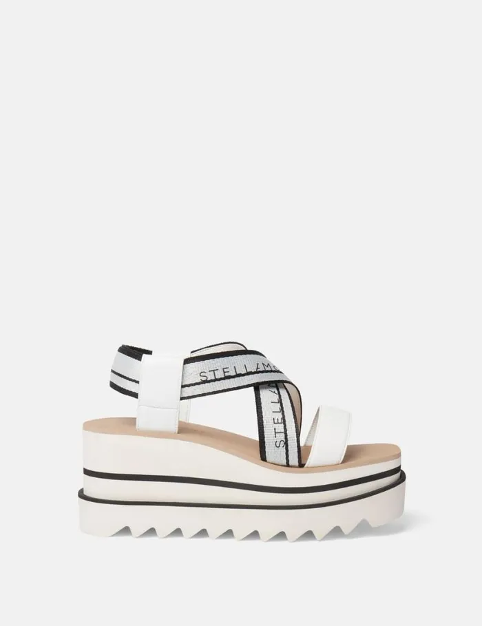 Women SneakElyse Striped Platform Sandals Whiteblack Stella McCartney Sandals