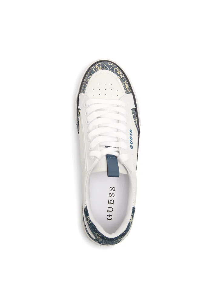 Women Sneakers GUESS White Denim Lollin Low Top Sneakers