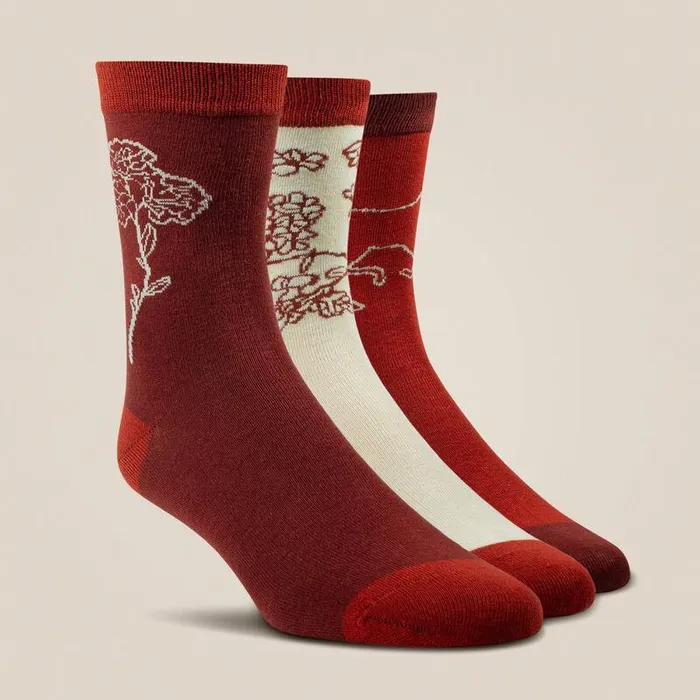 Women Socks Ariat Charm Crew Socks Burnt Brick Toile