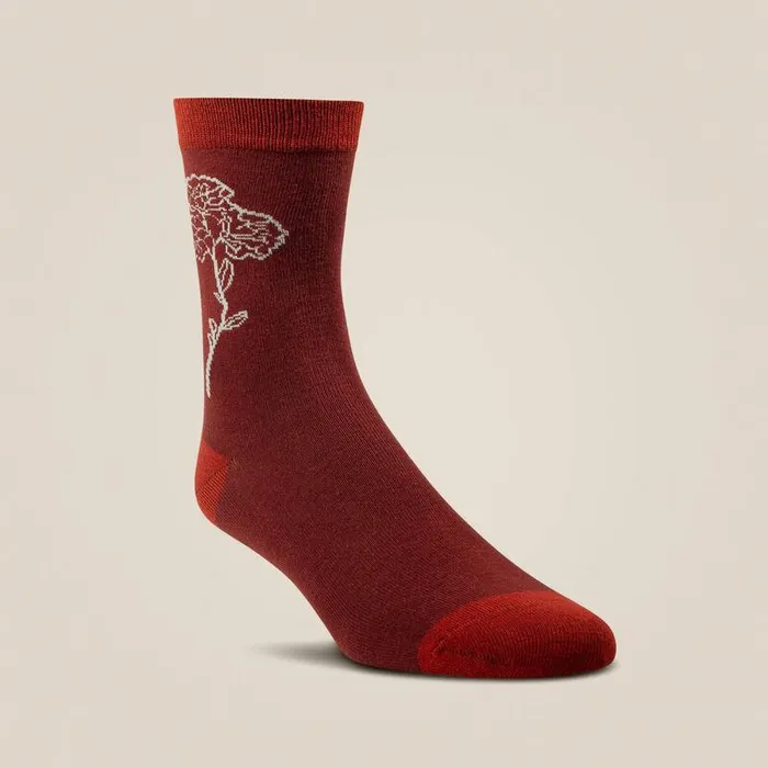 Women Socks Ariat Charm Crew Socks Burnt Brick Toile Women Socks Ariat Charm Crew Socks Burnt Brick Toile