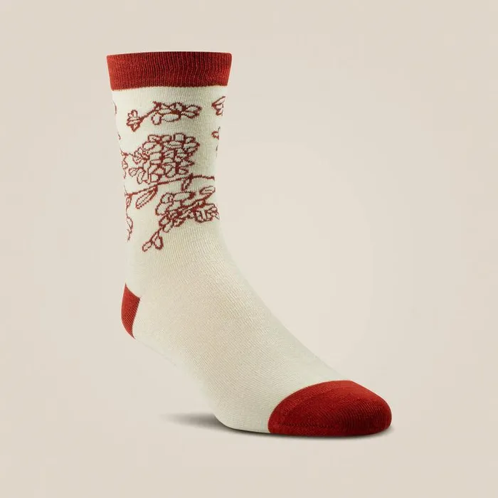 Women Socks Ariat Charm Crew Socks Burnt Brick Toile Women Socks Ariat Charm Crew Socks Burnt Brick Toile