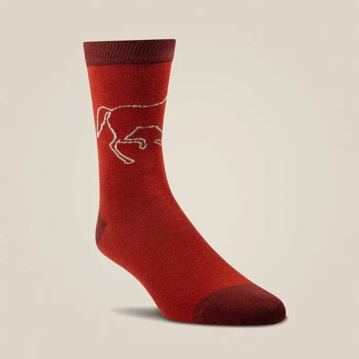 Women Socks Ariat Charm Crew Socks Burnt Brick Toile Women Socks Ariat Charm Crew Socks Burnt Brick Toile