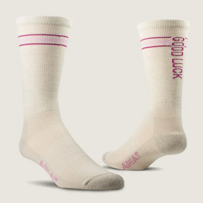 Women Socks Ariat Lucky Clover Mid Calf Everyday Performance Wool Sock Natural