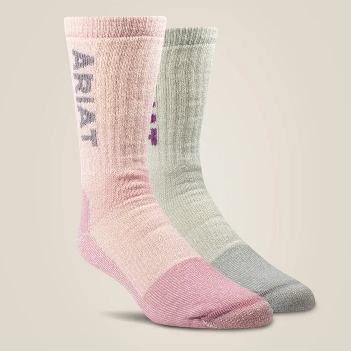 Women Socks Ariat Midweight Merino Wool Blend Steel Toe Work Sock 2 Pair Multi Color Pack