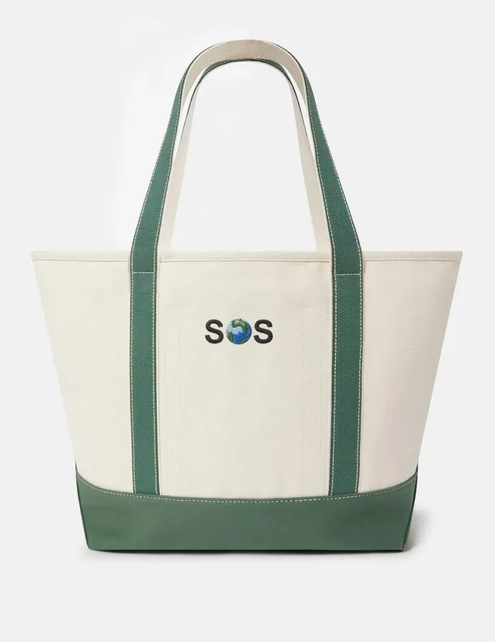 Women SOS Embroidered Large Tote Bag Ivorygreen Stella McCartney Tote Bags