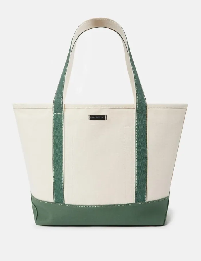 Women SOS Embroidered Large Tote Bag Ivorygreen Stella McCartney Tote Bags Women SOS Embroidered Large Tote Bag Ivorygreen Stella McCartney Tote Bags