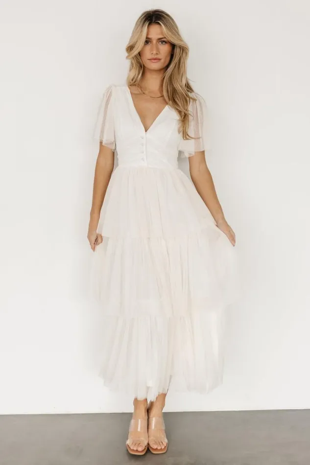 Women Starlet Tiered Maxi Dress Cream Baltic Born Tulle Styles