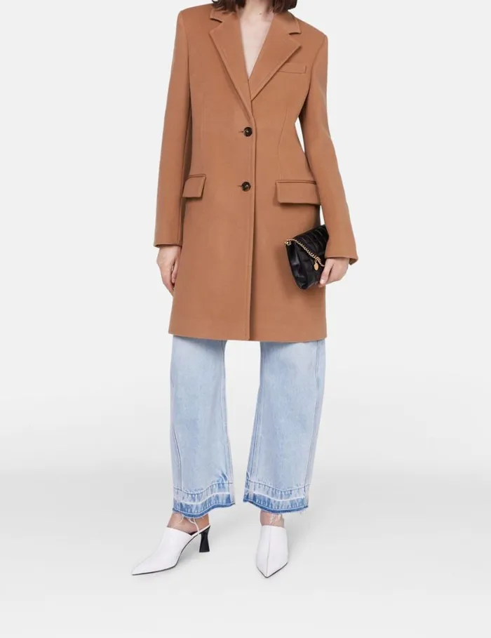 Women Stella Iconics Structured SingleBreasted Coat Camel Stella McCartney Coats And Jackets