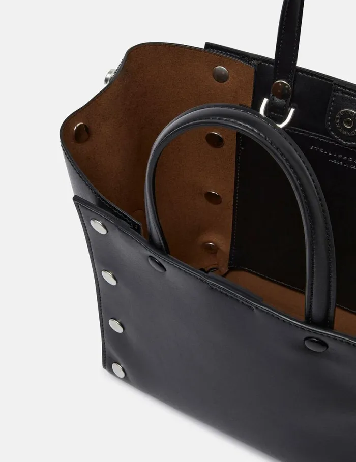Women Stella Studs Small Tote Bag Pitch Black Stella McCartney Crossbody Bags Women Stella Studs Small Tote Bag Pitch Black Stella McCartney Crossbody Bags