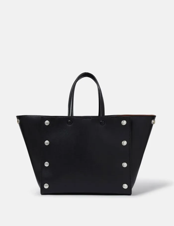 Women Stella Studs Small Tote Bag Pitch Black Stella McCartney Crossbody Bags Women Stella Studs Small Tote Bag Pitch Black Stella McCartney Crossbody Bags