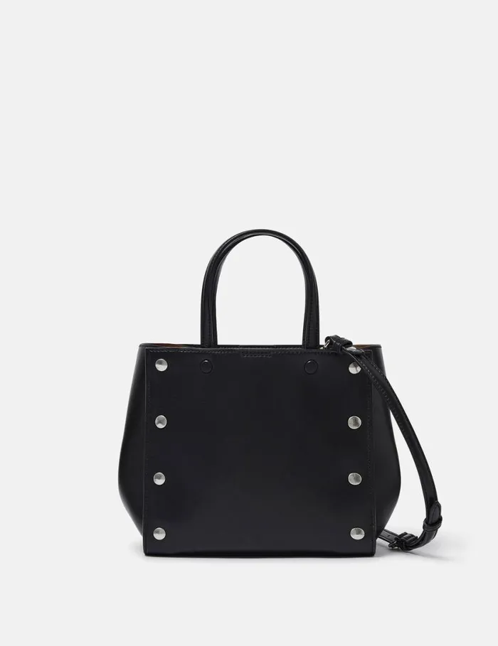 Women Stella Studs Small Tote Bag Pitch Black Stella McCartney Crossbody Bags Women Stella Studs Small Tote Bag Pitch Black Stella McCartney Crossbody Bags