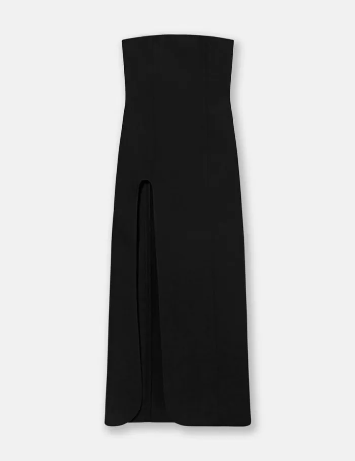 Women Strapless Leg Slit Maxi Dress Black Stella McCartney Dresses