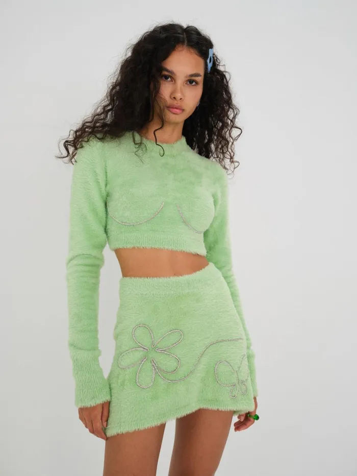 Women Sullivan Mini Skirt Green For Love and Lemons Knitwear Women Sullivan Mini Skirt Green For Love and Lemons Knitwear