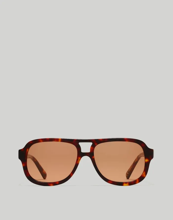 Women Sunglasses Madewell Logaan Aviator Sunglasses Dark Tortoise