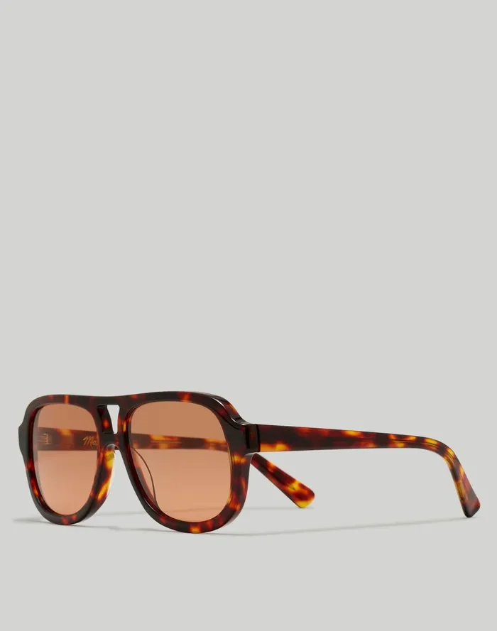 Women Sunglasses Madewell Logaan Aviator Sunglasses Dark Tortoise