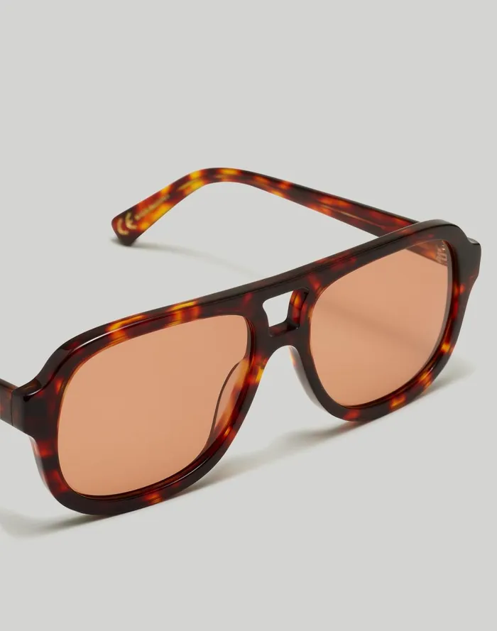 Women Sunglasses Madewell Logaan Aviator Sunglasses Dark Tortoise