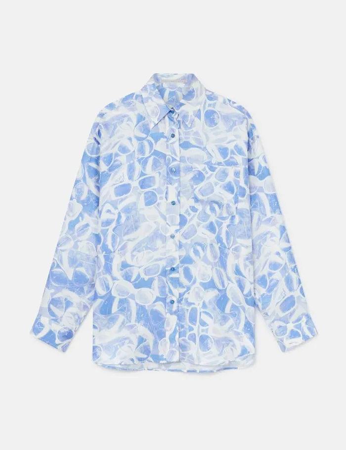 Women Sunglasses Print LongSleeve Shirt Blue Stella McCartney Shirts And Tops
