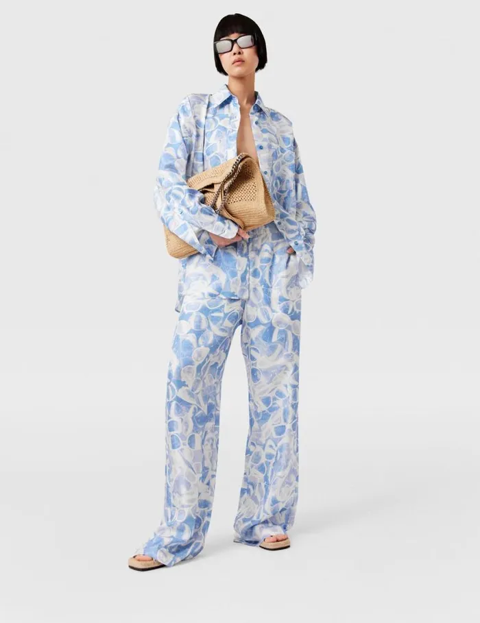 Women Sunglasses Print LongSleeve Shirt Blue Stella McCartney Shirts And Tops