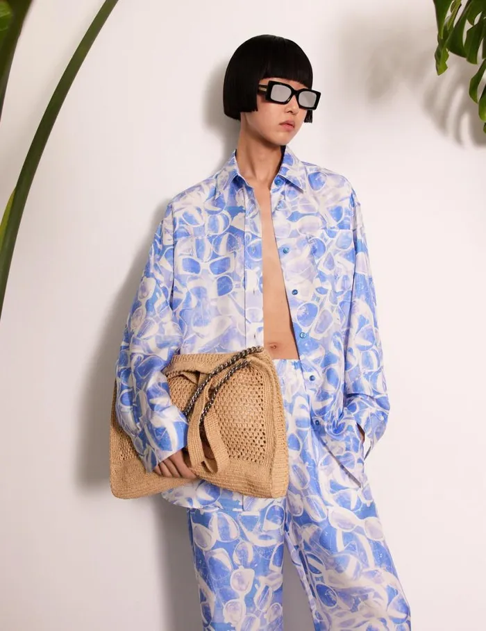 Women Sunglasses Print LongSleeve Shirt Blue Stella McCartney Shirts And Tops