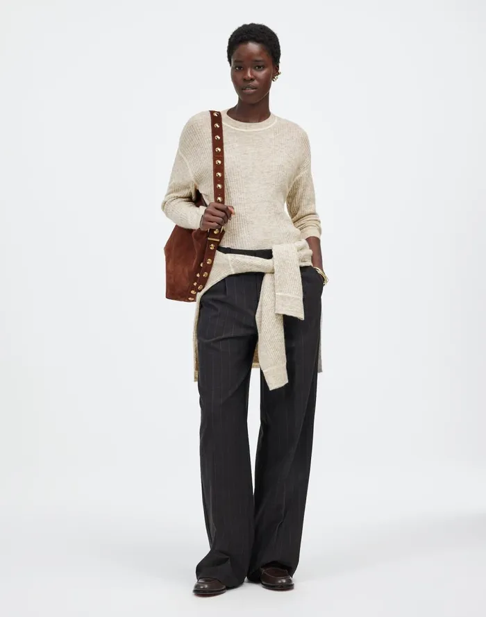 Women Sweaters Madewell Ribbed AlpacaBlend Crewneck Sweater Hthr Stone