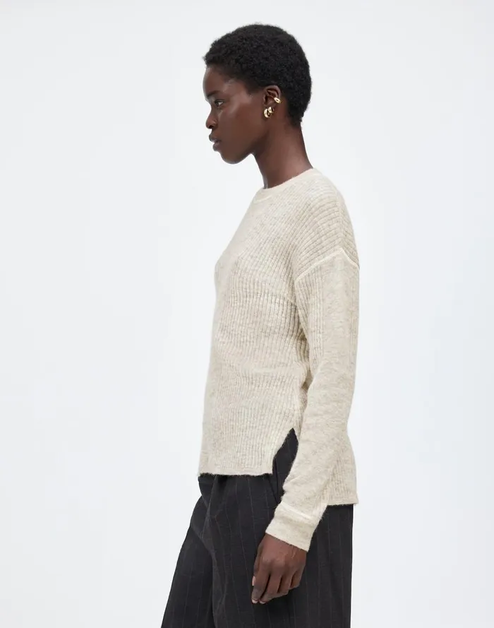 Women Sweaters Madewell Ribbed AlpacaBlend Crewneck Sweater Hthr Stone