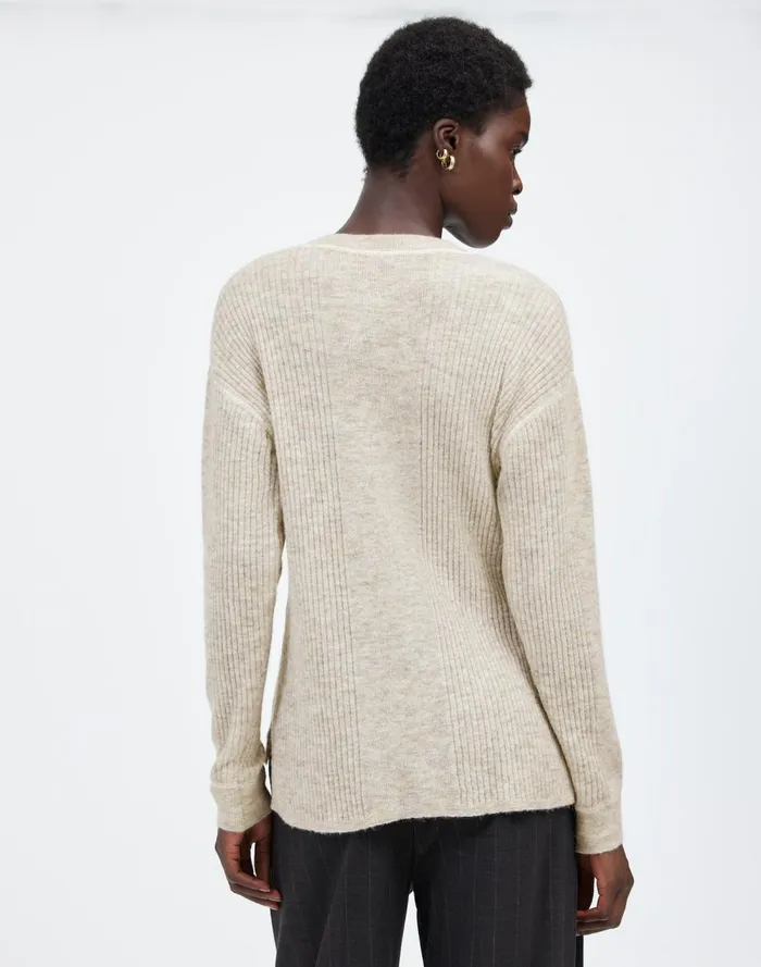 Women Sweaters Madewell Ribbed AlpacaBlend Crewneck Sweater Hthr Stone