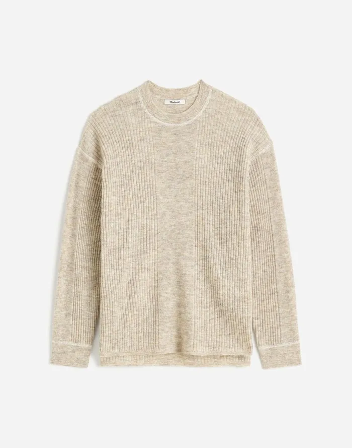 Women Sweaters Madewell Ribbed AlpacaBlend Crewneck Sweater Hthr Stone