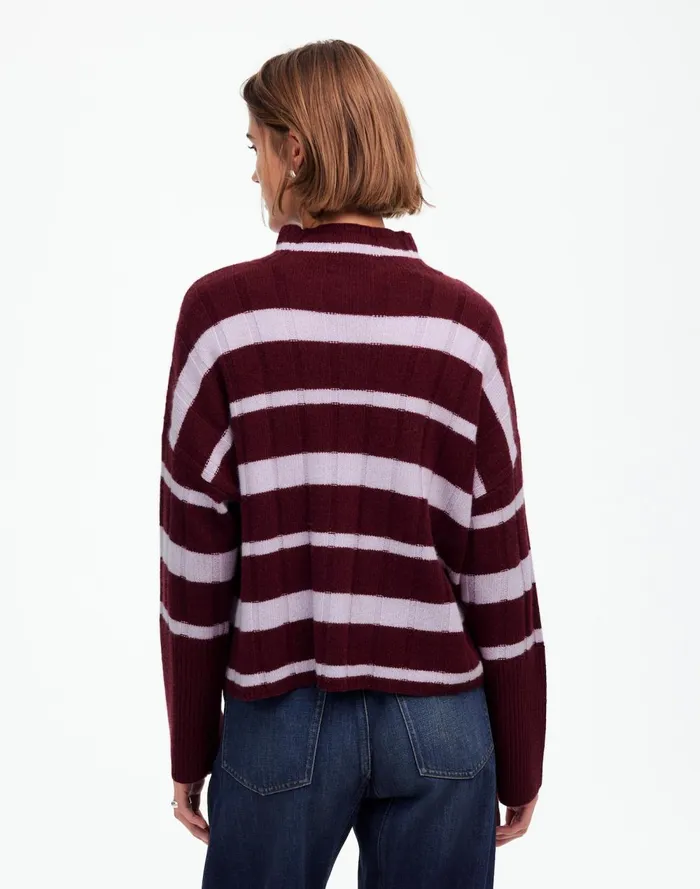 Women Sweaters Madewell Ribbed CashmereWool Blend Pullover Sweater Cabernet Stripe