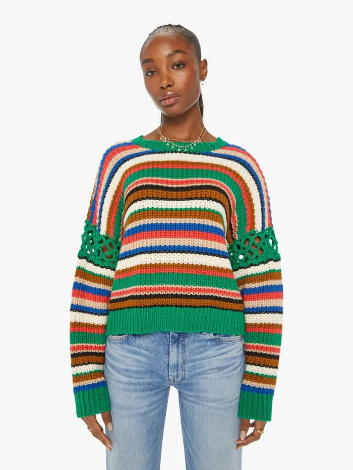 Women Sweaters Mother Denim The Long Drop Pullover Inset Assorted open