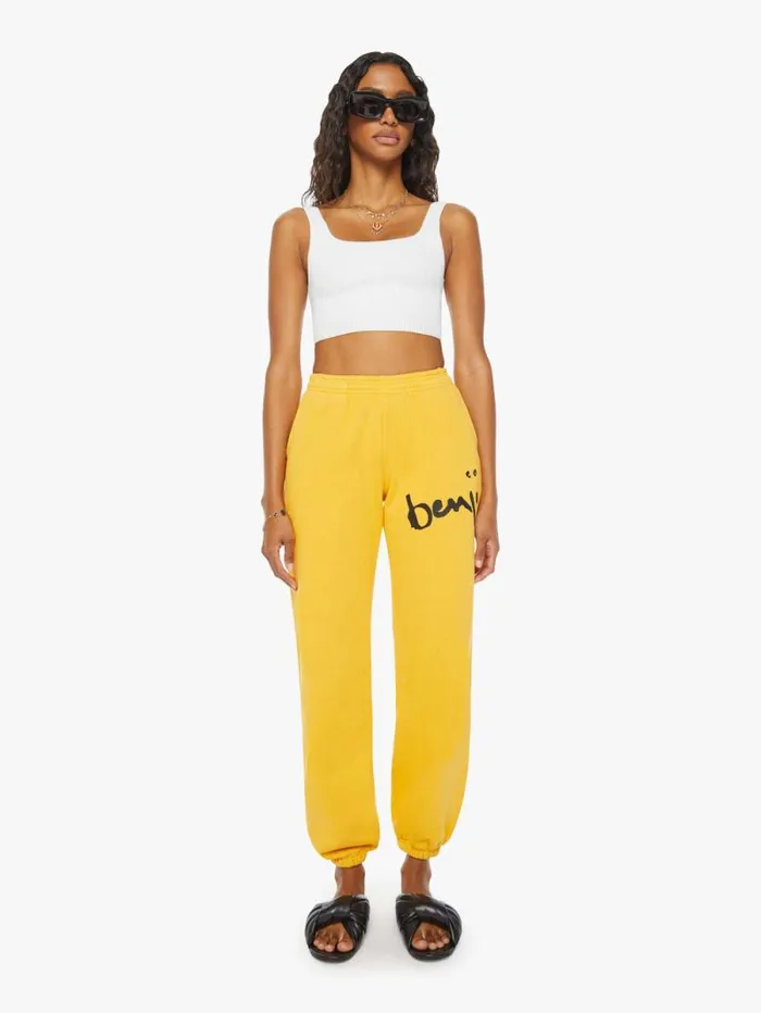 Women Sweatpants Mother Denim Benji Sweatpants Yellow medium