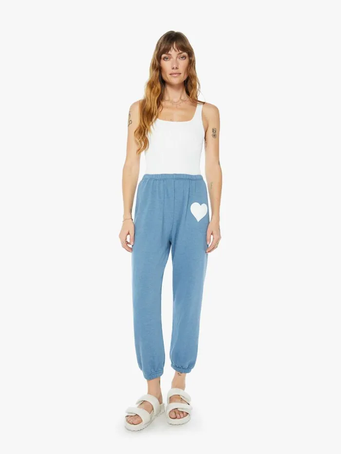 Women Sweatpants Mother Denim Heart Sweatpant Chambray Blue