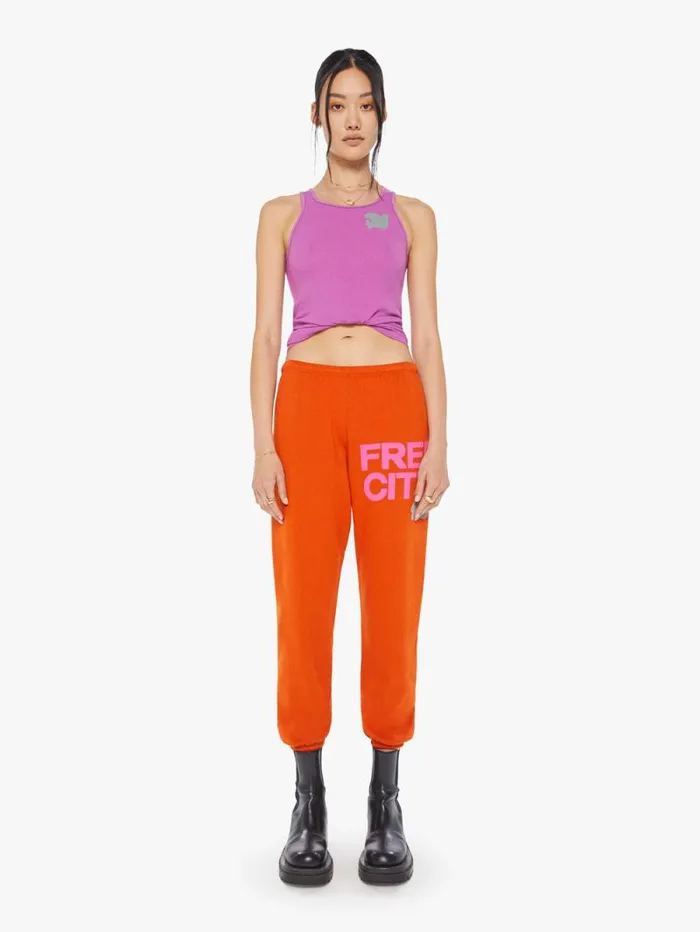Women Sweatpants Mother Denim Large Sweatpant Orange
