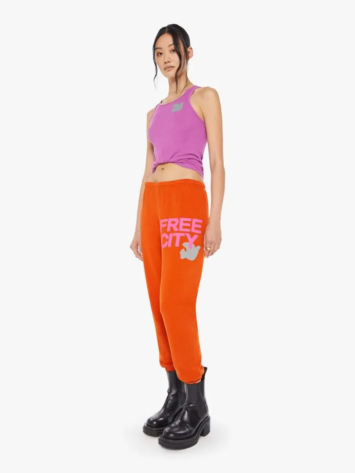 Women Sweatpants Mother Denim Large Sweatpant Orange