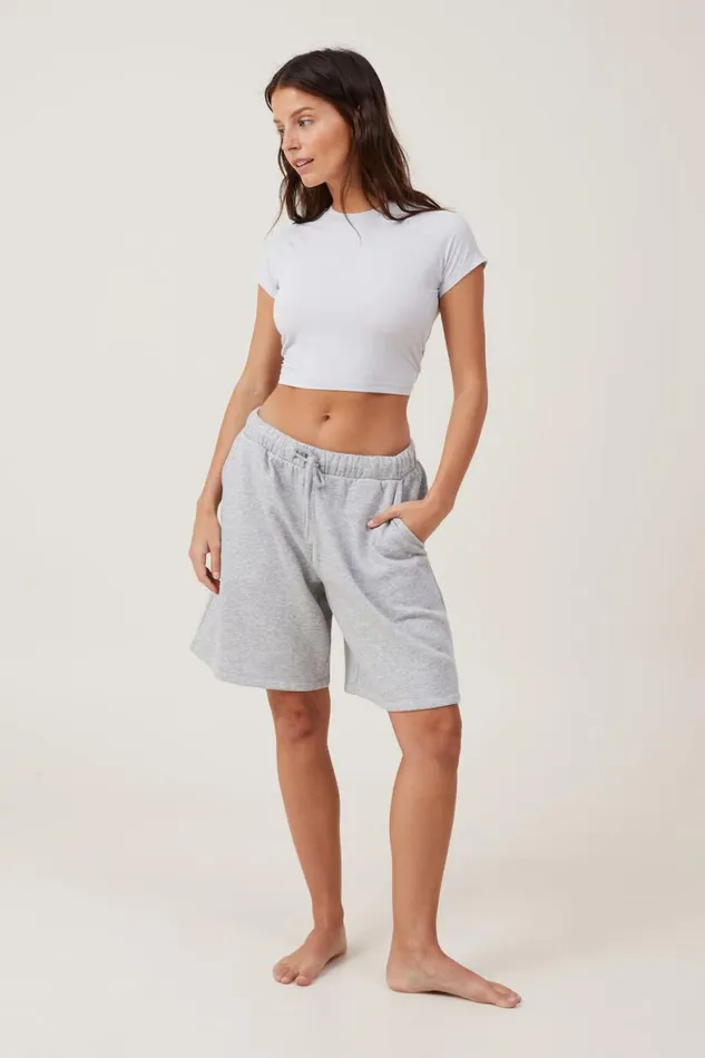 Women Sweats and Hoodies Cotton On Fleece Lounge Jort Mid Grey Marle