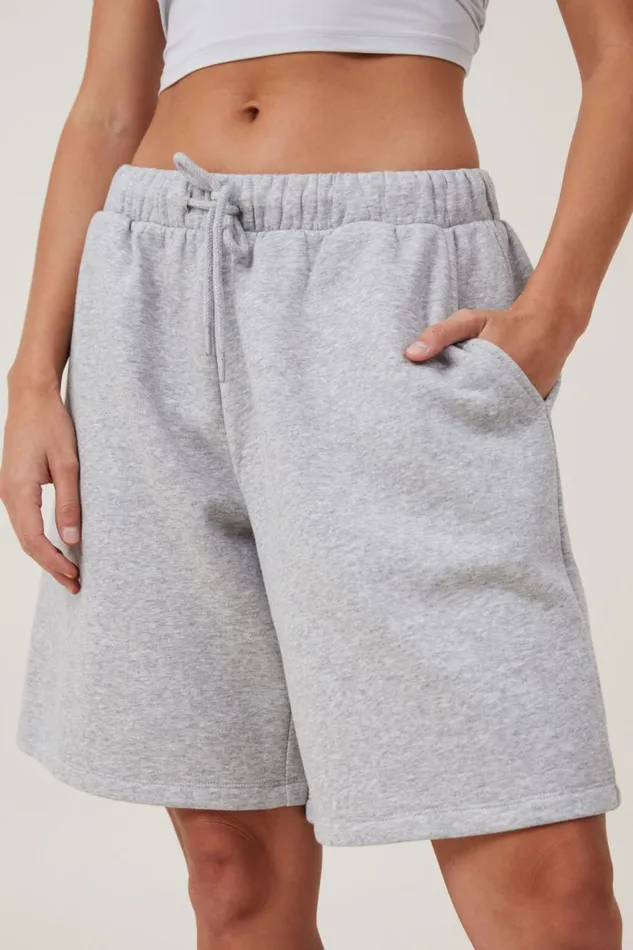 Women Sweats and Hoodies Cotton On Fleece Lounge Jort Mid Grey Marle