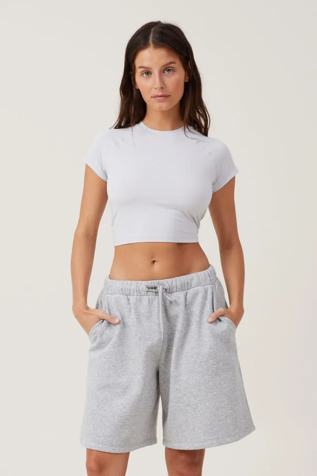Women Sweats and Hoodies Cotton On Fleece Lounge Jort Mid Grey Marle