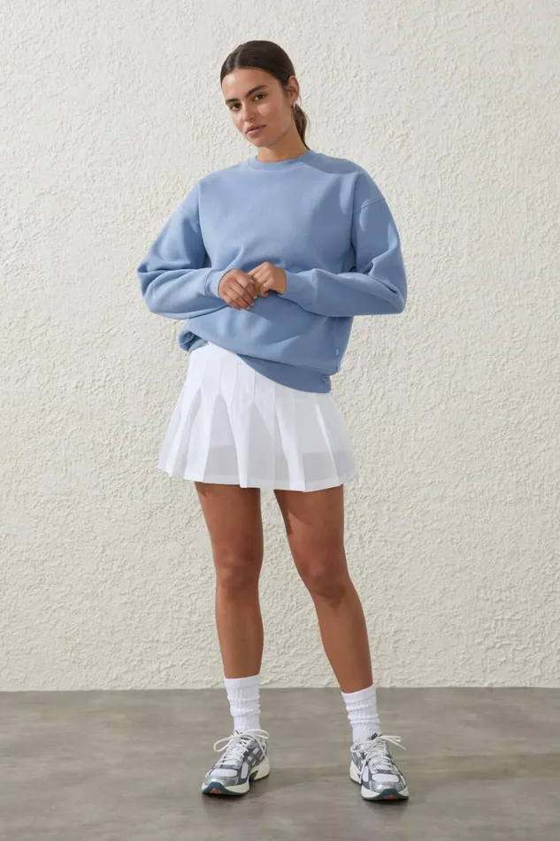 Women Sweats and Hoodies Cotton On Plush Essential Crew Jumper Forever Blue